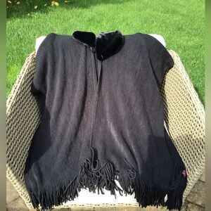 Elegant Black Sweater with Fringe